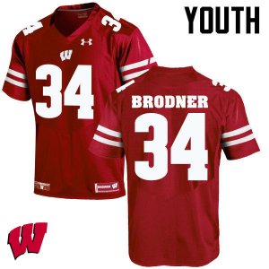 Youth Wisconsin Badgers NCAA #34 Sam Brodner Red Authentic Under Armour Stitched College Football Jersey VM31U36RF
